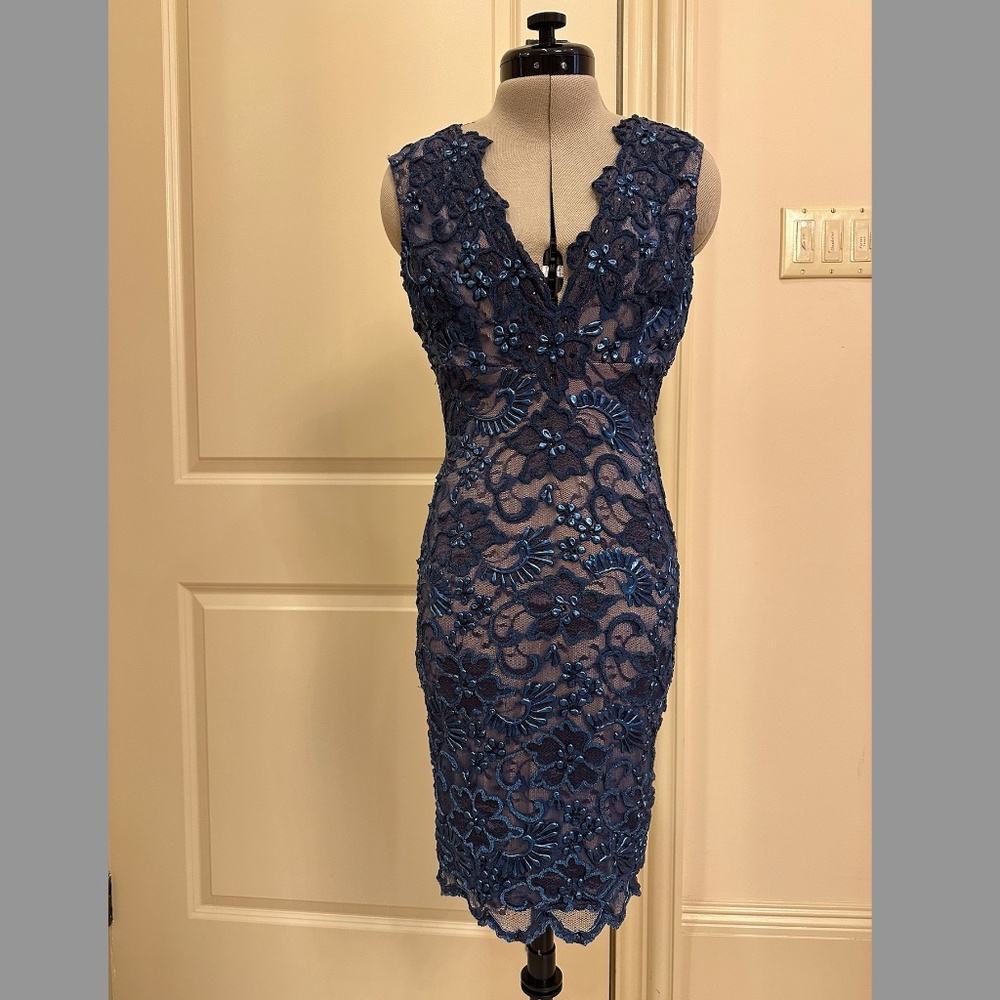 Valiant Paris Hand Painted Blue Lace Designer Dress